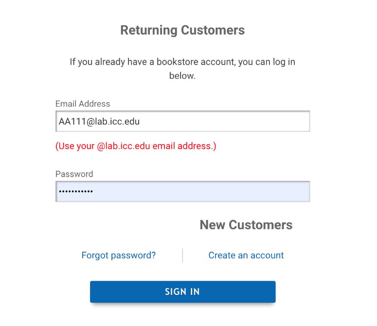 Forgot Password on Returning Customer Page