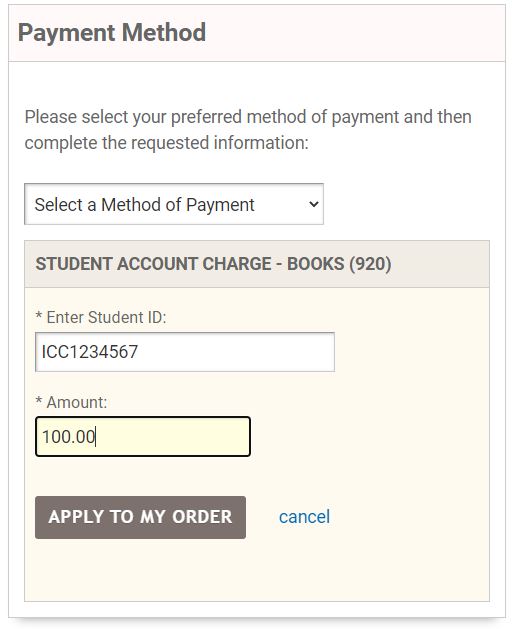 Student Account Charge Books as second part of split payment