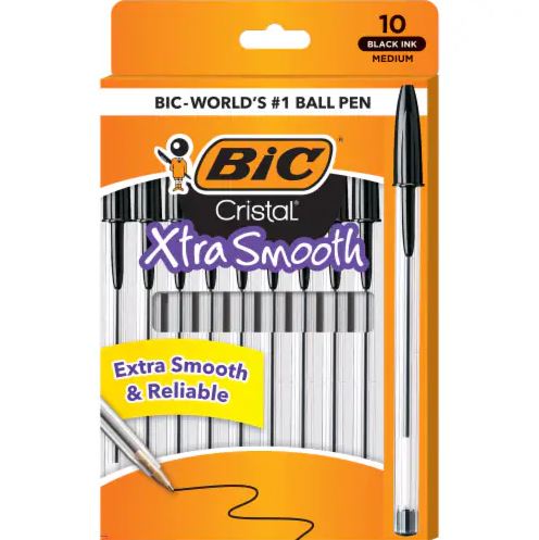 Pen Bic Cristal Blk 10 Pk