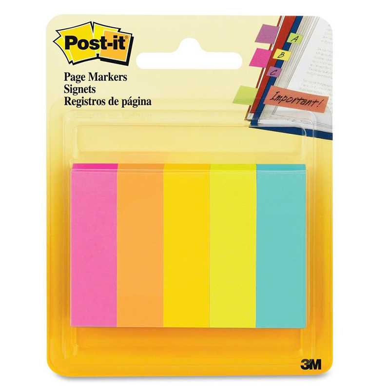 Post It Page Marker 5 Assorted Neon