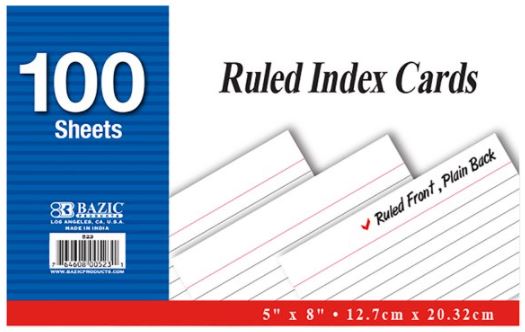 Index Cards, Ruled, 5 X 8