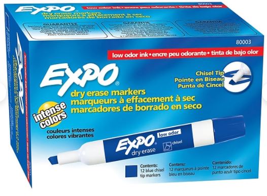 Dry Erase Markers, Blue, Thick