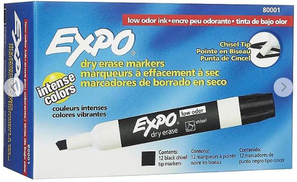 Dry Erase Markers, Black, Thick