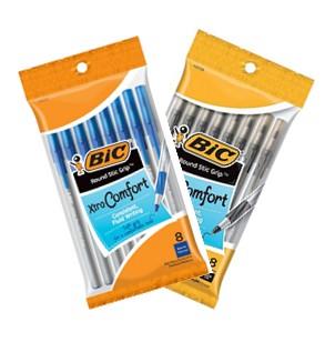 Pen Bic Ultra Round Stic Grip 8 Pk