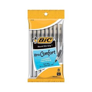 PEN BIC ULTRA ROUND STIC GRIP BLACK 8 PK