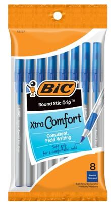 PEN BIC ULTRA ROUND STIC GRIP BLACK 8 PK
