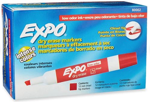 Dry Erase Markers, Red, Thick