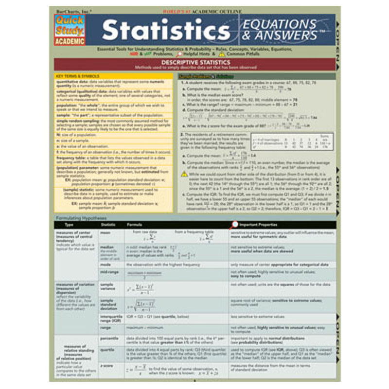 Statistics Equations And Answers (SKU 10295618142)