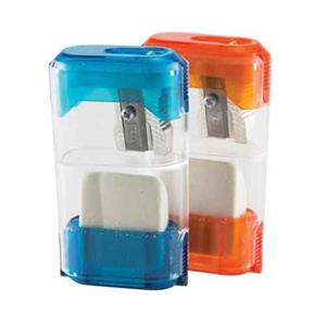 Pencil Sharpener With Receptacle/Eraser