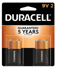Batteries 9V Duracell 2 Pk