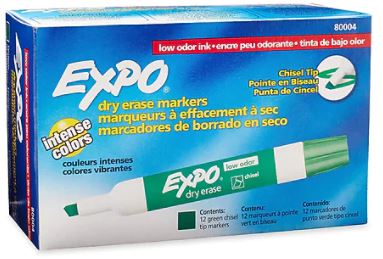 Dry Erase Markers, Green, Thick
