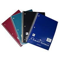 Notebook, 5 Sub, Asst Colors