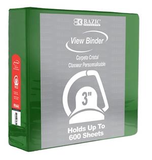 BINDER 3 INCH VIEW BAZIC- SPECIFY COLOR IN COMMENTS