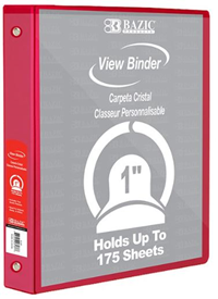 BINDER 1 INCH VIEW BAZIC ASSORTED COLORS- SPECIFY COLOR IN COMMENTS