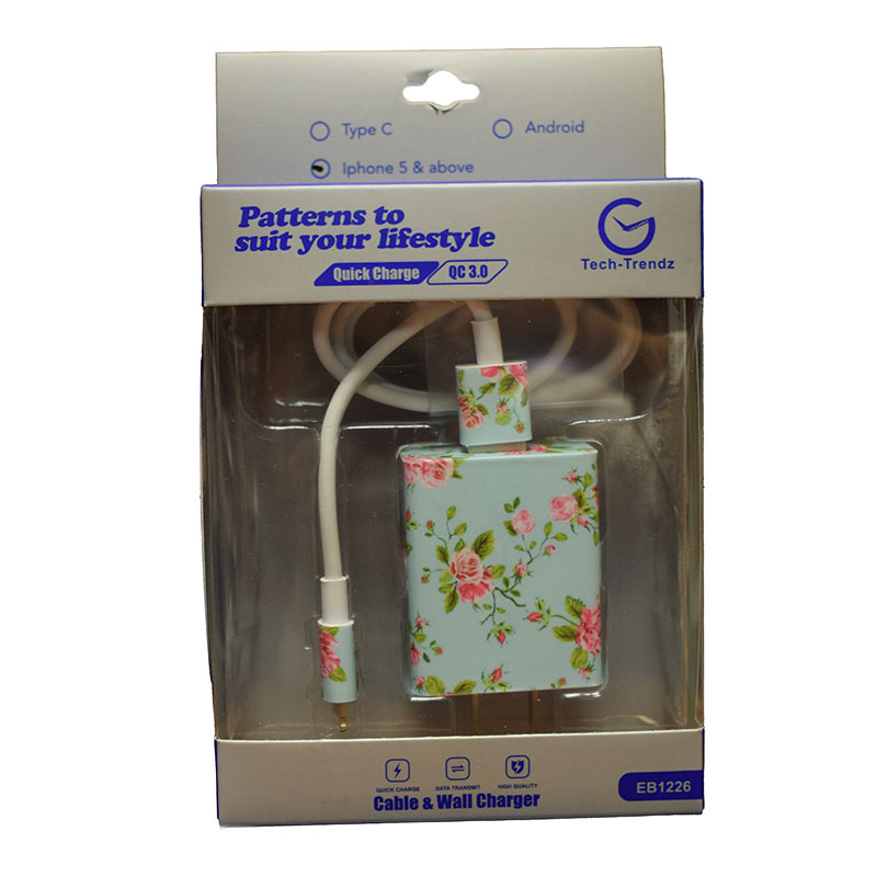 Charger Iphone Asst Pattern Cable And Wall (SKU 10481257188)