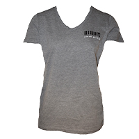 TSHIRT LADIES VNECK STRIPE LETTERING ILLINOIS