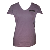 TSHIRT LADIES VNECK STRIPE LETTERING ILLINOIS