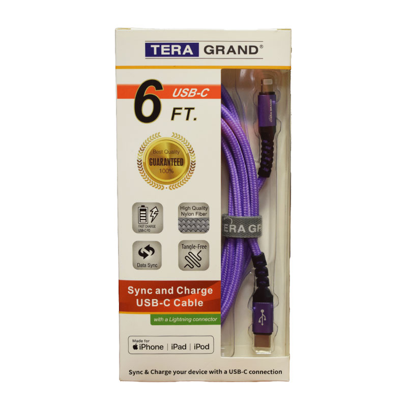Charging Cable Usb-C To Lightning Purple 6Ft (SKU 10495346188)