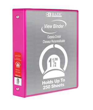 BINDER 1 1/2 INCH VIEW BAZIC- SPECIFY COLOR IN COMMENTS