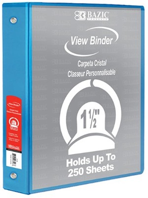 BINDER 1 1/2 INCH VIEW BAZIC- SPECIFY COLOR IN COMMENTS