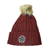 STOCKING HAT LOGOFIT W/FUR POM PAW PRINT