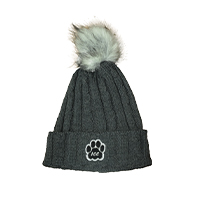 STOCKING HAT LOGOFIT W/FUR POM PAW PRINT