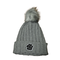 STOCKING HAT LOGOFIT W/FUR POM PAW PRINT