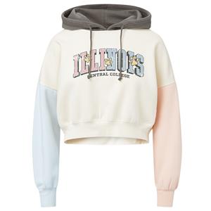 Sweatshirt Hooded Crop Colorblock Ecru Multi
