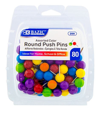Push Pins Asst Color Ball 80 Pk