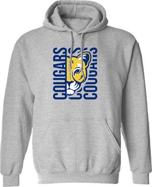 Sweatshirt Hooded Vertical Cougars With Face