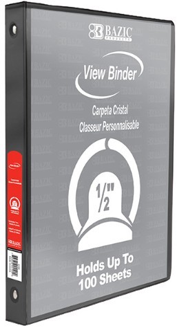 Binder 1/2 Inch View Bazic-Specify Color In Comments