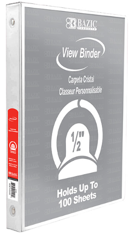 BINDER 1/2 INCH VIEW BAZIC-SPECIFY COLOR IN COMMENTS (10522349199) BINDER 1/2 INCH VIEW BAZIC-SPECIFY COLOR IN COMMENTS