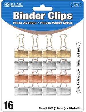 Binder Clips Metallic 16Pk