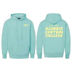 SWEATSHIRT HOODED BUBBLE PUFF YELLOW TEXT