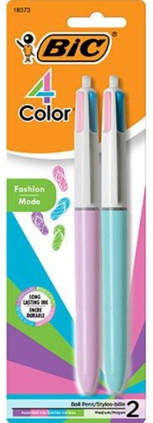 Pen Bic 4-In-1 Pastel 2 Pk