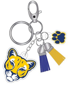 Keychain Bag Charm With Tassels Cougar And Paw